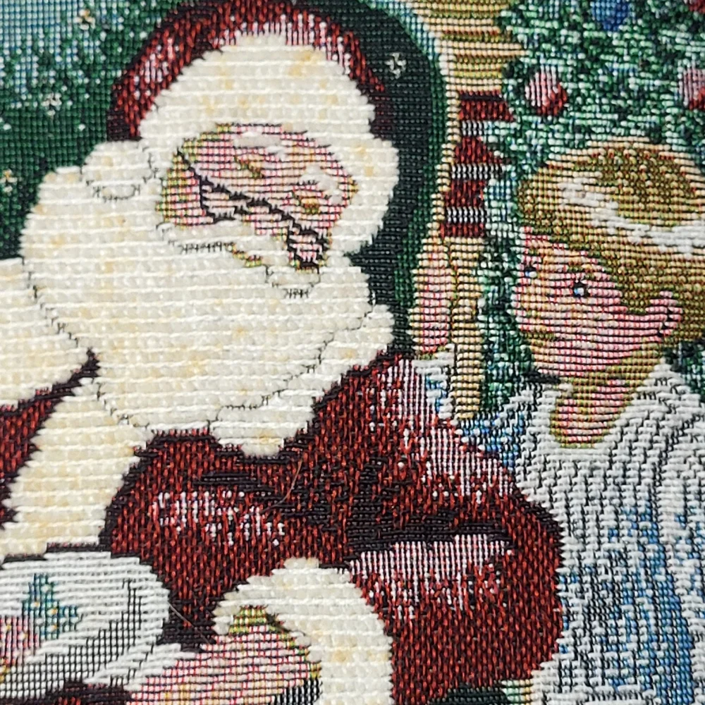 Betty Whitaker Christmas Tapestry Throw Pillow with Sleeping Santa Design